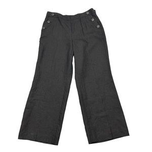 Talbots Sailor Pants Womens 14P Black Wide Leg High Rise Sailor Buttons 34X29